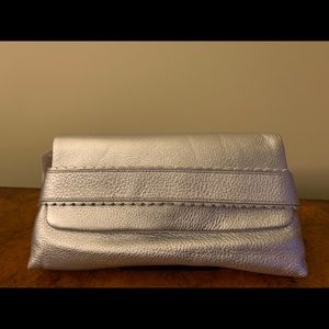 Talbots Silver Leather Clutch